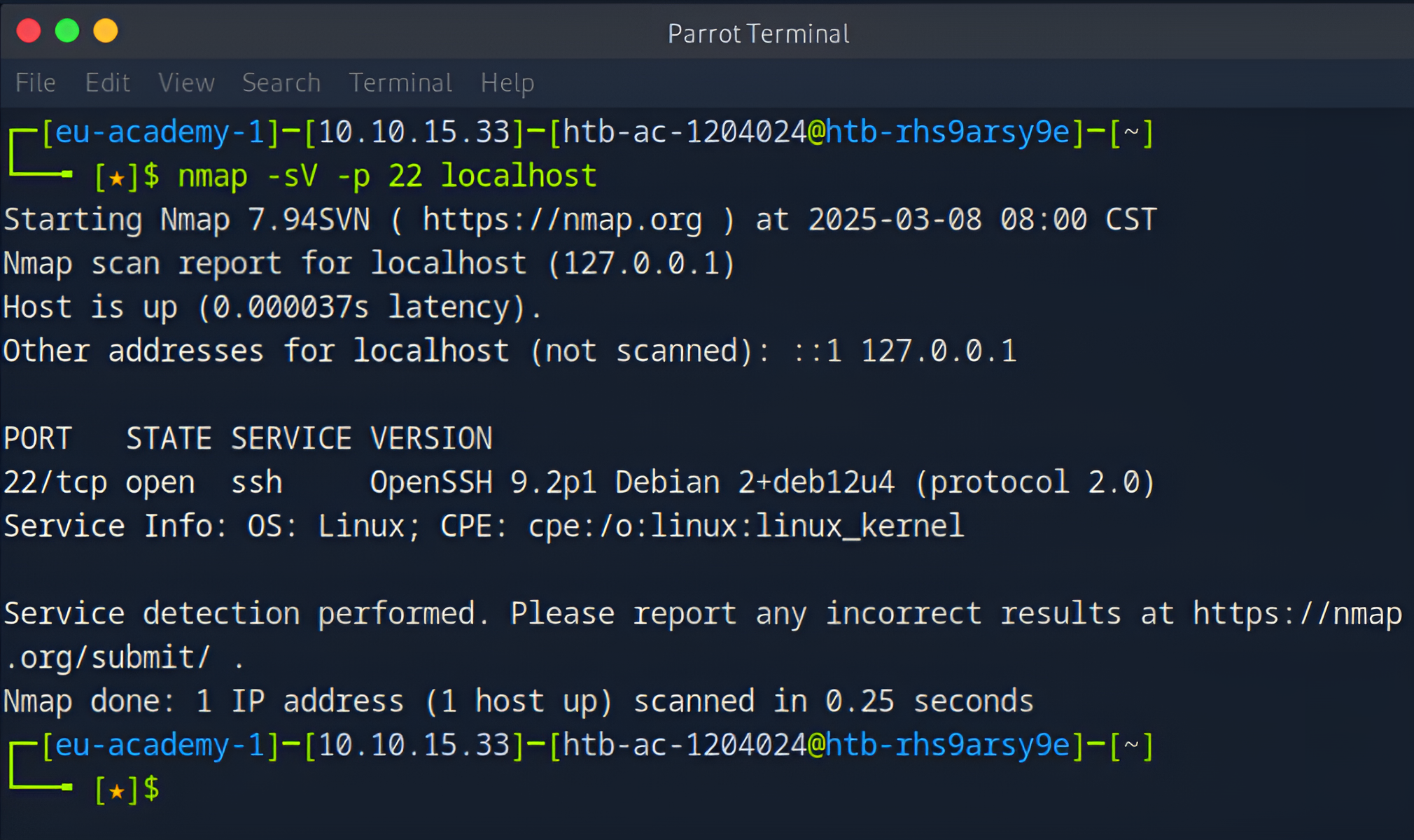 NmapServiceVersionDetectionSSH
